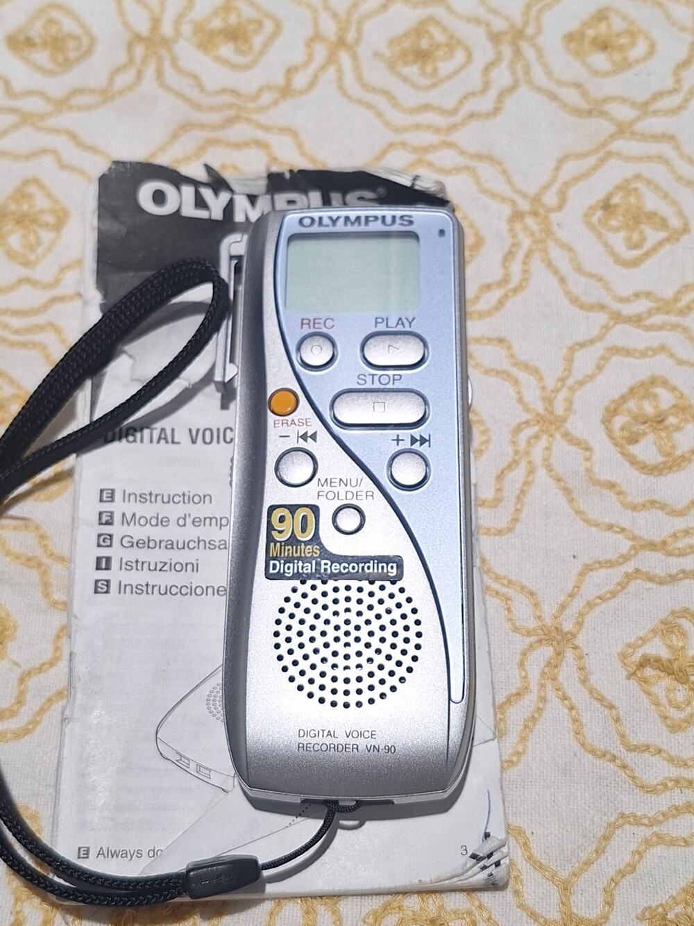 Olympus VN-90 Digital Voice Recorder 90 Minute Handheld Tested Working Manual